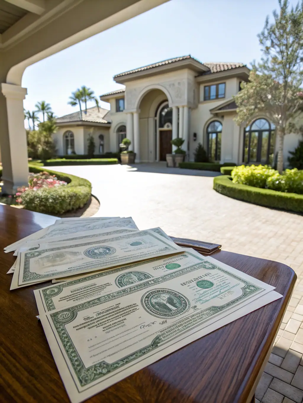 An image showcasing a luxury property with a subtle overlay of financial charts, representing high equity cash flow opportunities.