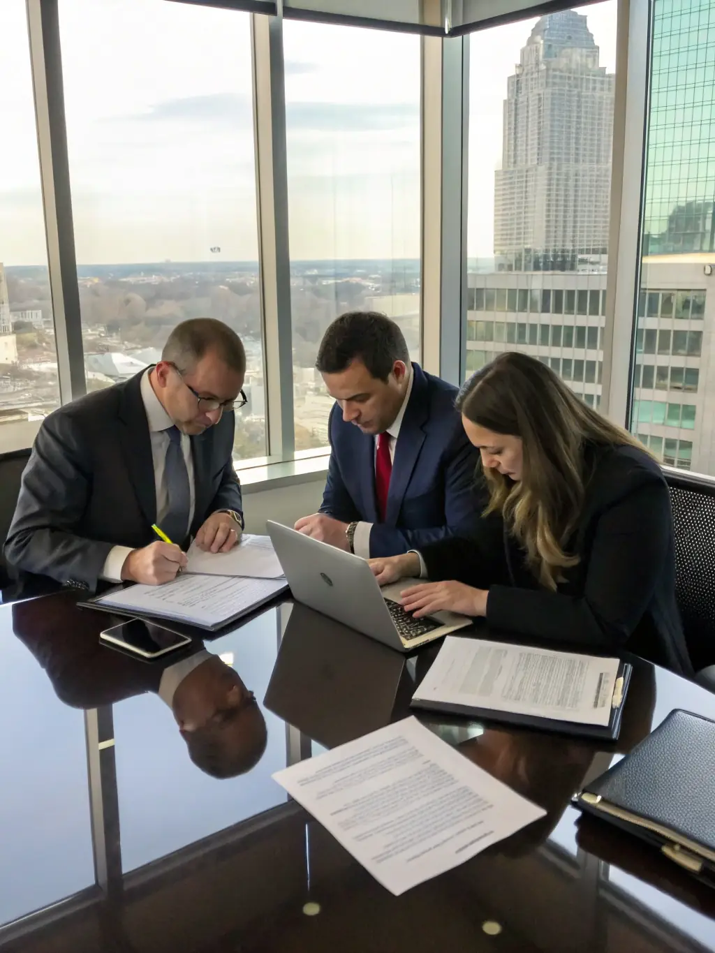 A team of real estate brokers closing a deal, highlighting the partnerships with real estate brokerage operators.